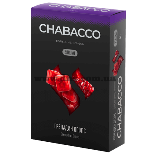 Бестабачная смесь Chabacco (Чабако) Strong - Grenadine Drops (Гранат, Конфеты, Ментол) 50г
